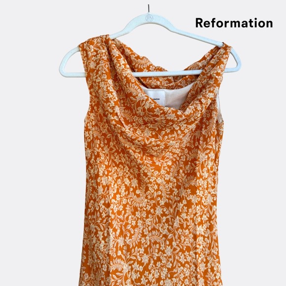 Reformation Kristine Dress – Adelina Floral – Orange – Size 8 – NWT – Off Should - Picture 3 of 7